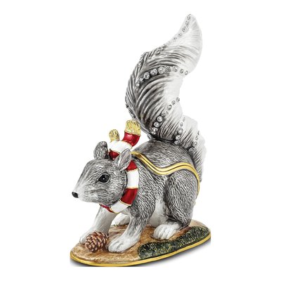 Grey Squirrel Trinket Box & Necklace Set