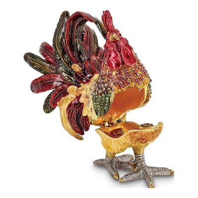 Pewter Rooster Trinket Box with Necklace – view 2