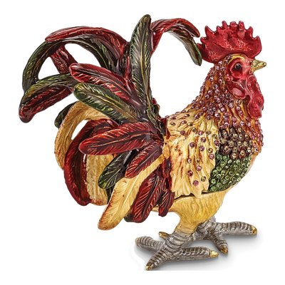 Pewter Rooster Trinket Box with Necklace – view 3