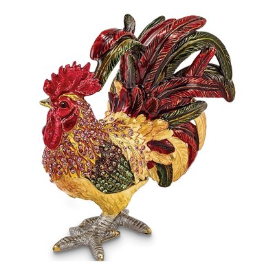 Pewter Rooster Trinket Box with Necklace – view 6