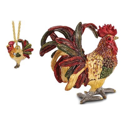 Pewter Rooster Trinket Box with Necklace – view 8