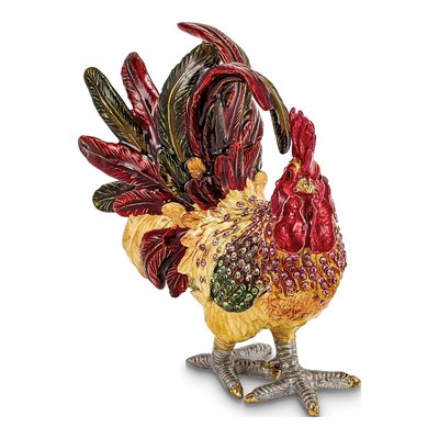 Pewter Rooster Trinket Box with Necklace