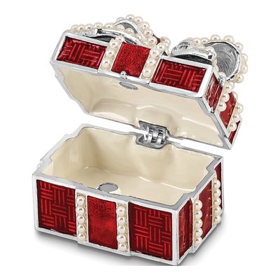 Pewter Trinket Box with Faux Pearl Necklace – view 2