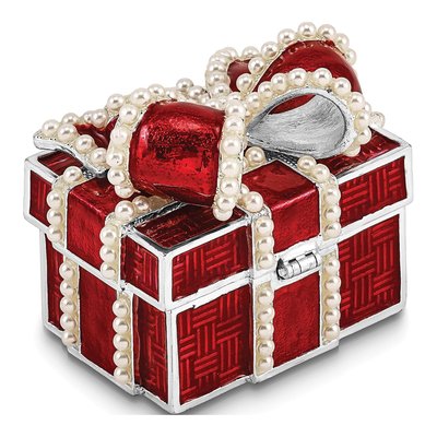 Pewter Trinket Box with Faux Pearl Necklace – view 3