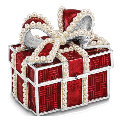 Pewter Trinket Box with Faux Pearl Necklace – view 5