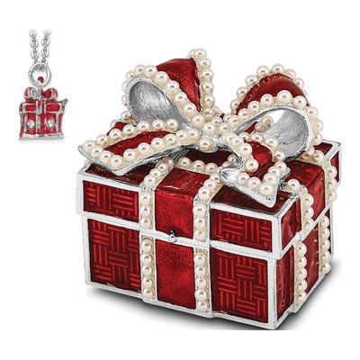 Pewter Trinket Box with Faux Pearl Necklace – view 6