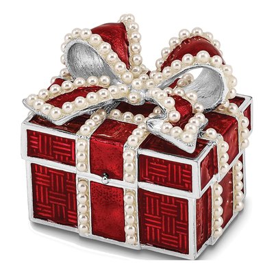 Pewter Trinket Box with Faux Pearl Necklace