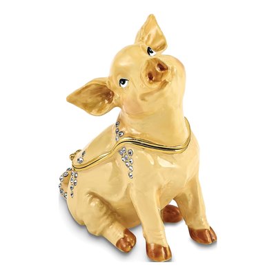 Pewter Pig Trinket Box with Necklace