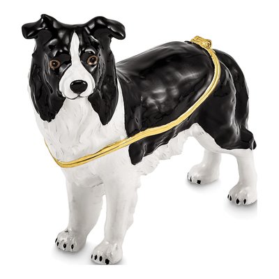 Border Collie Trinket Box with 18" Necklace