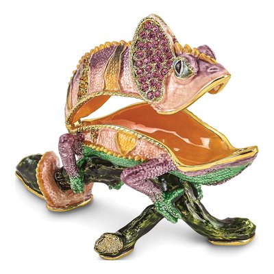 Pewter Chameleon Trinket Box & 18" Necklace – view 2