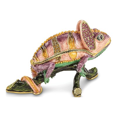Pewter Chameleon Trinket Box & 18" Necklace – view 3