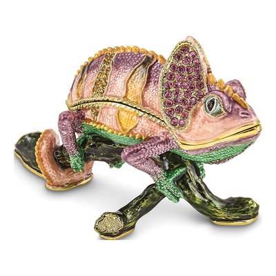 Pewter Chameleon Trinket Box & 18" Necklace – view 6
