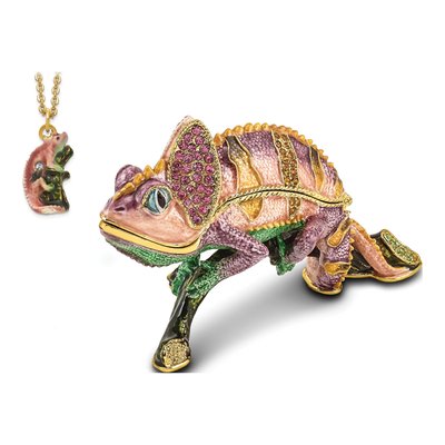 Pewter Chameleon Trinket Box & 18" Necklace – view 7