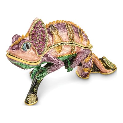 Pewter Chameleon Trinket Box & 18" Necklace