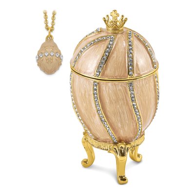 Bejeweled Crown Egg Trinket Box with 18" Necklace – view 6