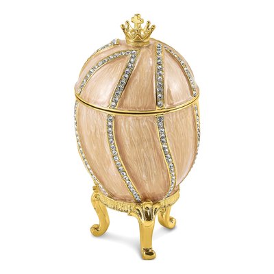 Bejeweled Crown Egg Trinket Box with 18" Necklace