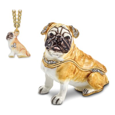 Pewter Wednesday Pug Trinket Box & Necklace – view 8