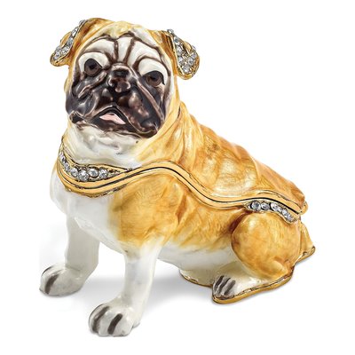 Pewter Wednesday Pug Trinket Box & Necklace