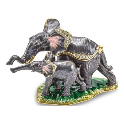 Pewter Elephant Trinket Box w/ Necklace – view 3