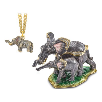 Pewter Elephant Trinket Box w/ Necklace – view 8
