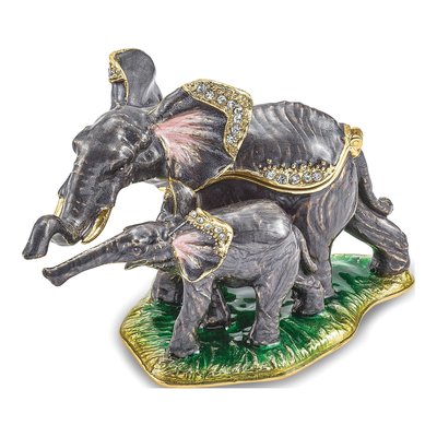 Pewter Elephant Trinket Box w/ Necklace