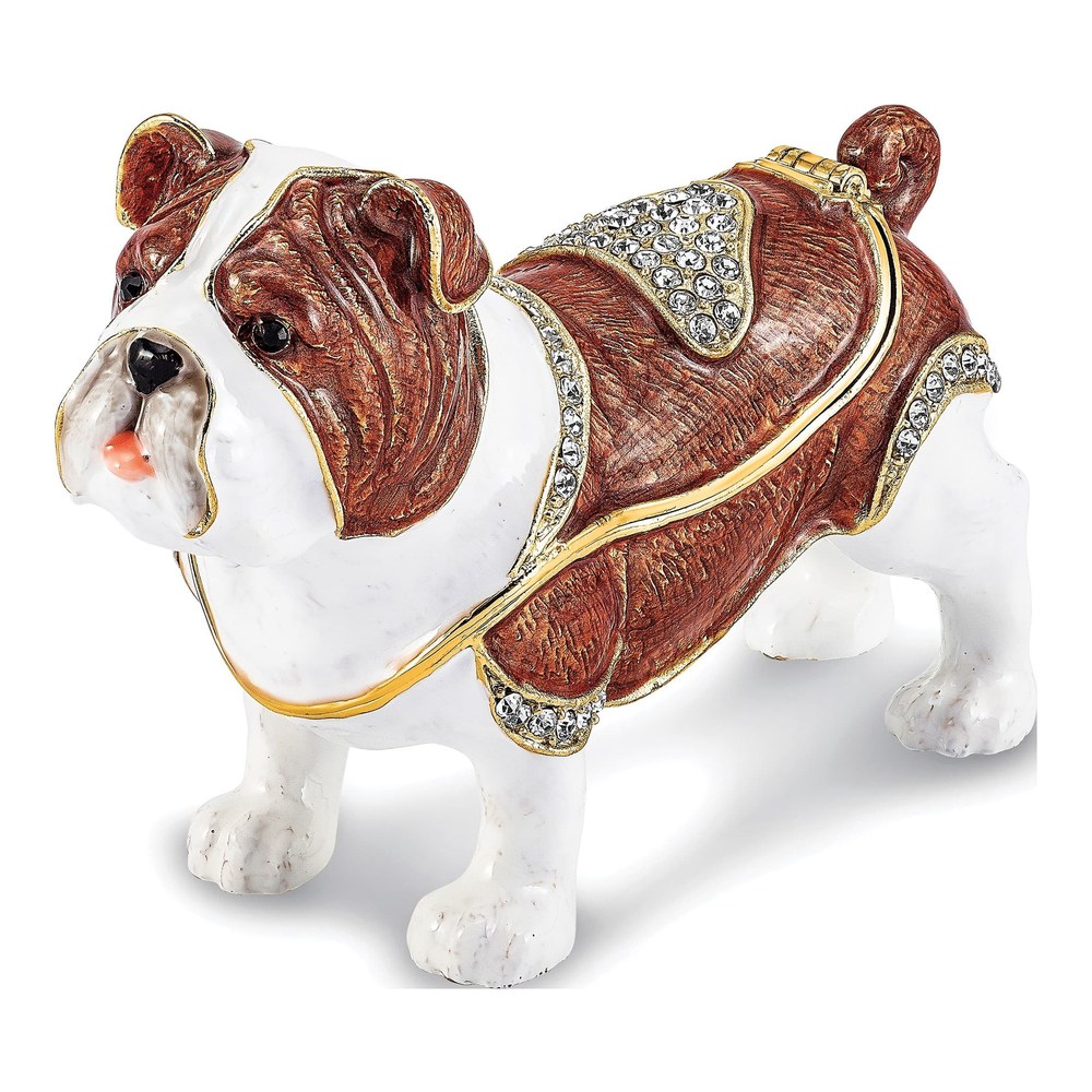 Bulldog Trinket Box with 18" Necklace