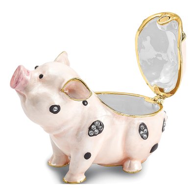 Pewter Petunia Pig Trinket Box & Necklace – view 2