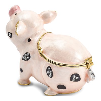 Pewter Petunia Pig Trinket Box & Necklace – view 3