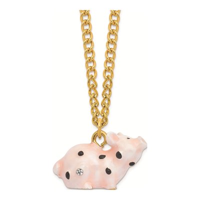 Pewter Petunia Pig Trinket Box & Necklace – view 4