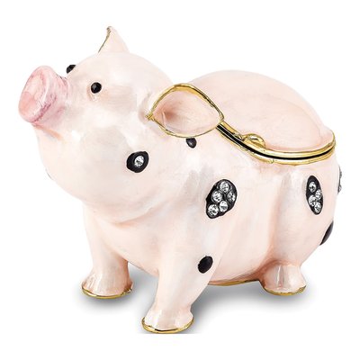 Pewter Petunia Pig Trinket Box & Necklace