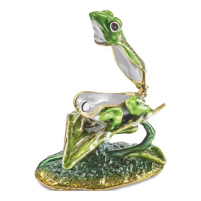 Pewter Frog on Lily Pad Trinket Box & Necklace – view 2