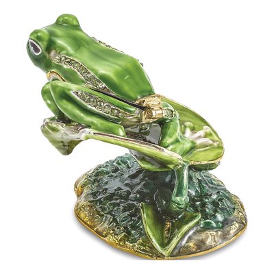 Pewter Frog on Lily Pad Trinket Box & Necklace – view 3