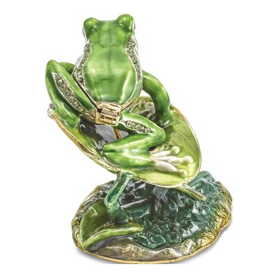 Pewter Frog on Lily Pad Trinket Box & Necklace – view 5