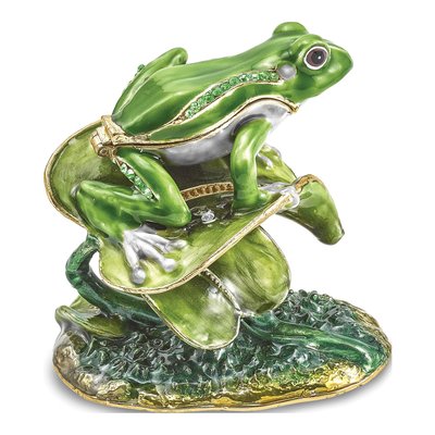 Pewter Frog on Lily Pad Trinket Box & Necklace – view 6