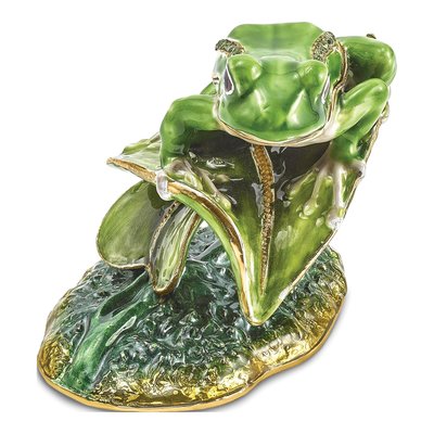 Pewter Frog on Lily Pad Trinket Box & Necklace – view 7