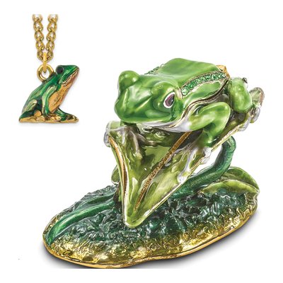 Pewter Frog on Lily Pad Trinket Box & Necklace – view 8
