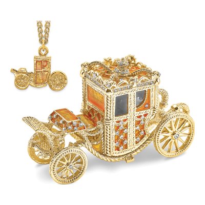Pewter Golden Carriage Trinket Box & Necklace – view 8