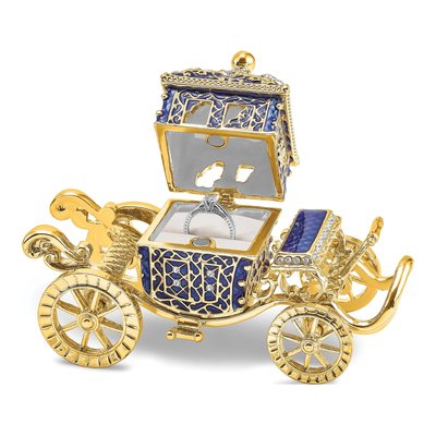Bejeweled Royal Blue Carriage Trinket Box w/ Necklace – view 2
