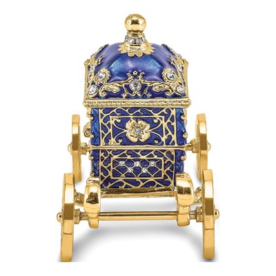 Bejeweled Royal Blue Carriage Trinket Box w/ Necklace – view 5