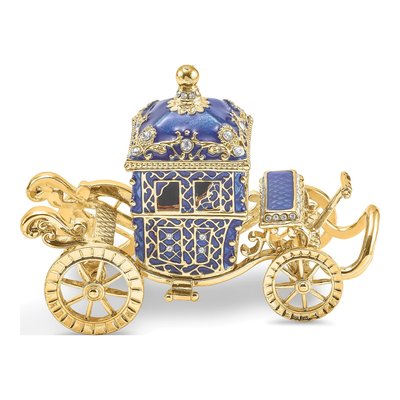 Bejeweled Royal Blue Carriage Trinket Box w/ Necklace – view 6
