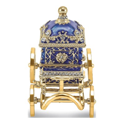 Bejeweled Royal Blue Carriage Trinket Box w/ Necklace – view 7
