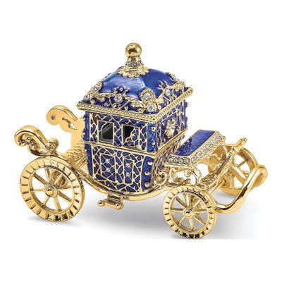 Bejeweled Royal Blue Carriage Trinket Box w/ Necklace