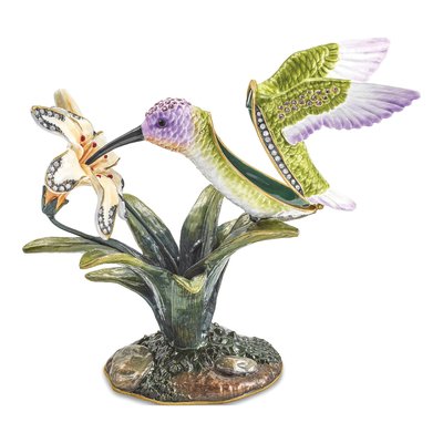 Hummingbird Trinket Box & 18in Necklace Set – view 2
