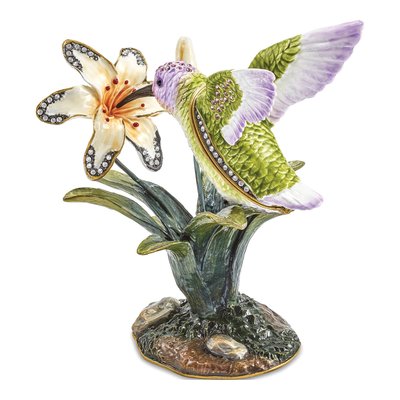 Hummingbird Trinket Box & 18in Necklace Set – view 3