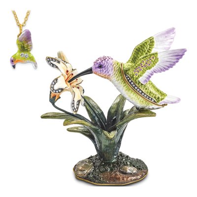 Hummingbird Trinket Box & 18in Necklace Set – view 8
