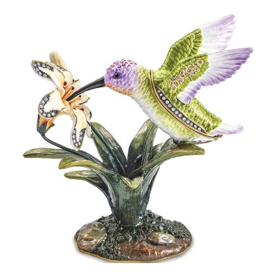 Hummingbird Trinket Box & 18in Necklace Set