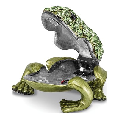 Bejeweled Green Frog Trinket Box & 18" Necklace – view 2