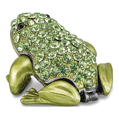 Bejeweled Green Frog Trinket Box & 18" Necklace – view 3