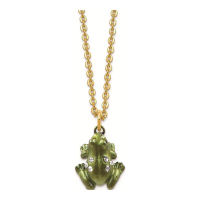 Bejeweled Green Frog Trinket Box & 18" Necklace – view 4