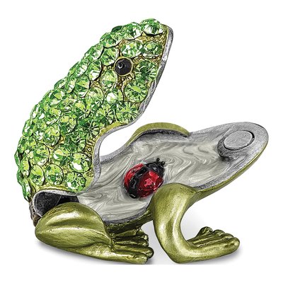 Bejeweled Green Frog Trinket Box & 18" Necklace – view 5